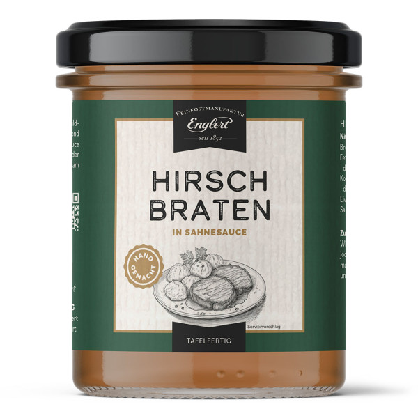Hirschbraten in Sahnesauce, 320g / Glas
